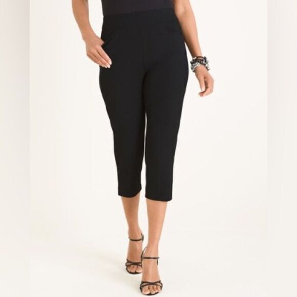 NWT Chico's Black the Ultimate Slim Fit Cropped Pants Women's Size Medium - Picture 1 of 14